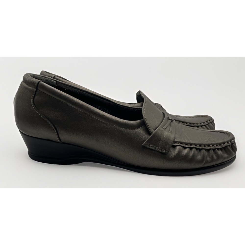SAS Shoes Womens Size 8N Pewter EASIER Leather Slip On Tripad Comfort Pewter